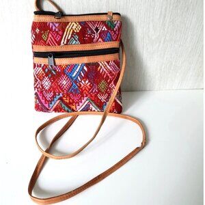 Woven Multicolor Guatemalan Boho Crossbody Zipper Pockets